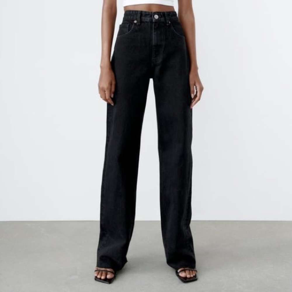ZARA Wide Leg Jeans Black 26 (US 2) Full Length